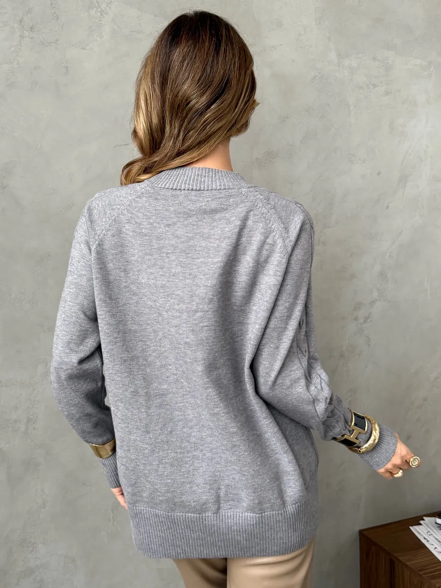 Серая кофта теплая оверсайз нарядная