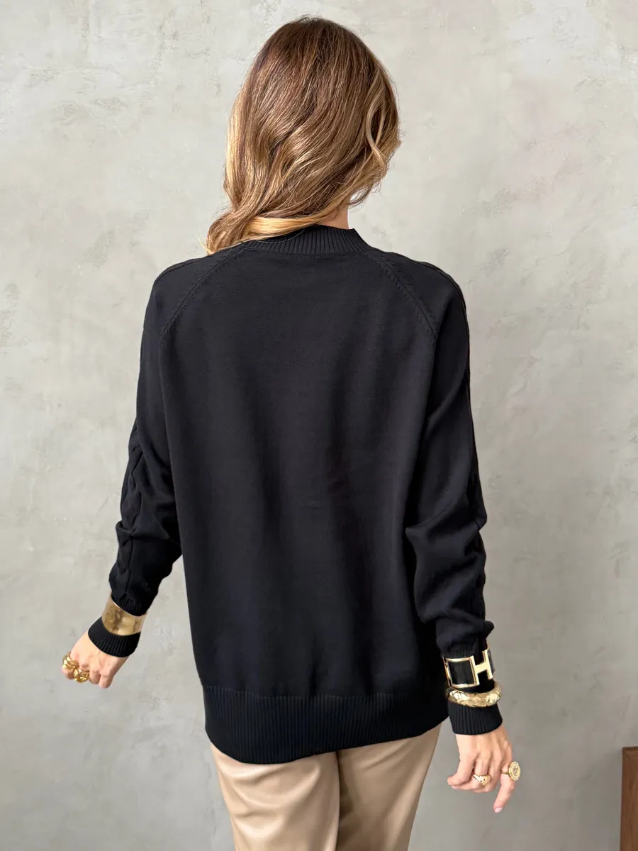 Черная кофта теплая оверсайз нарядная