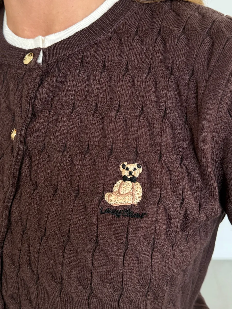 Коричневая кофта теплая на пуговицах нарядная