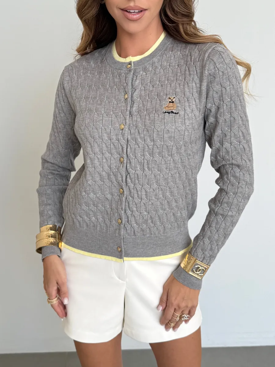 Серая кофта теплая на пуговицах нарядная