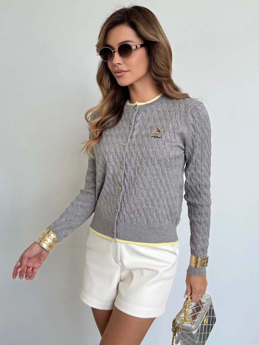 Серая кофта теплая на пуговицах нарядная