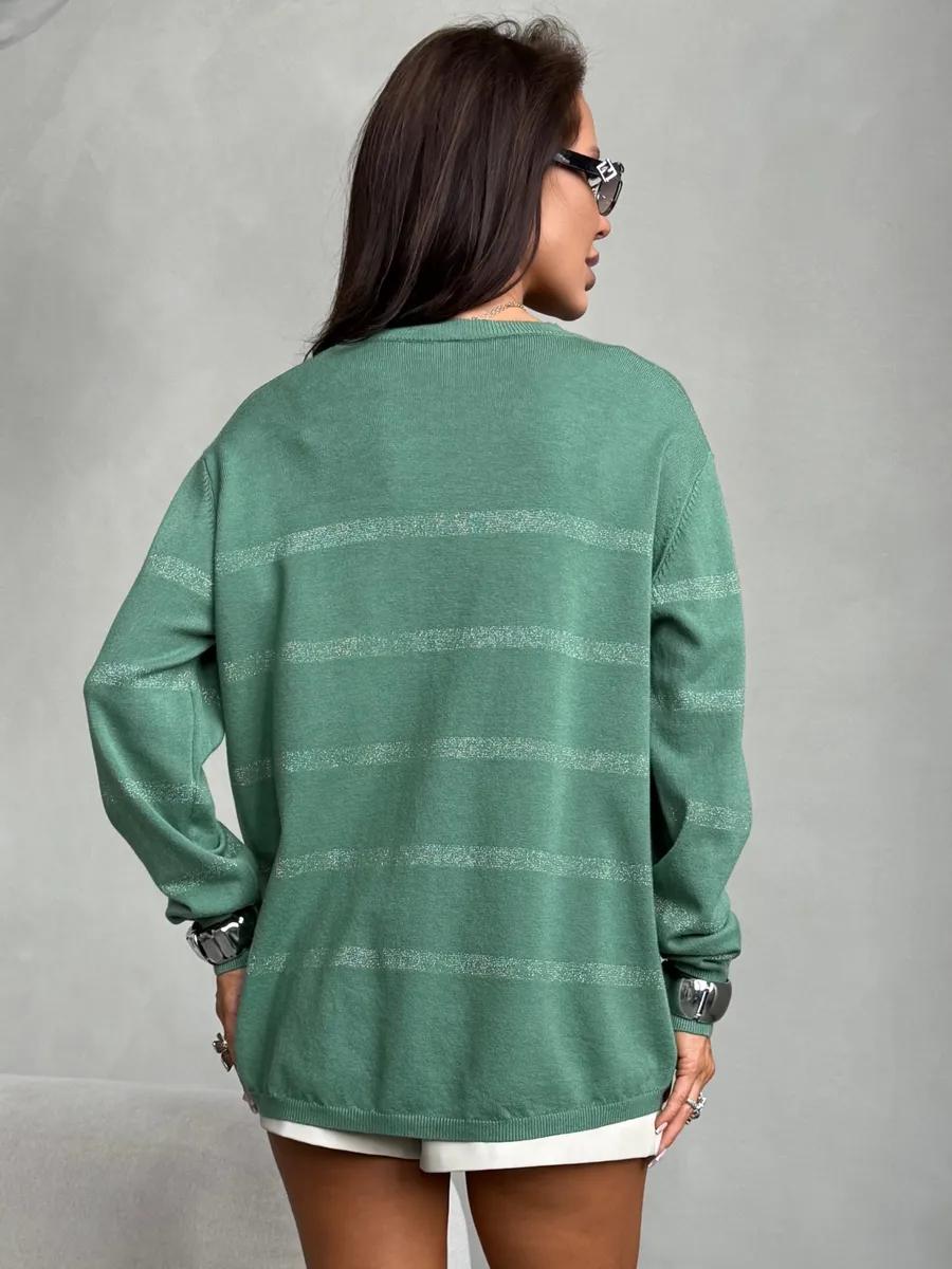 Зеленая кофта теплая нарядная трикотажная