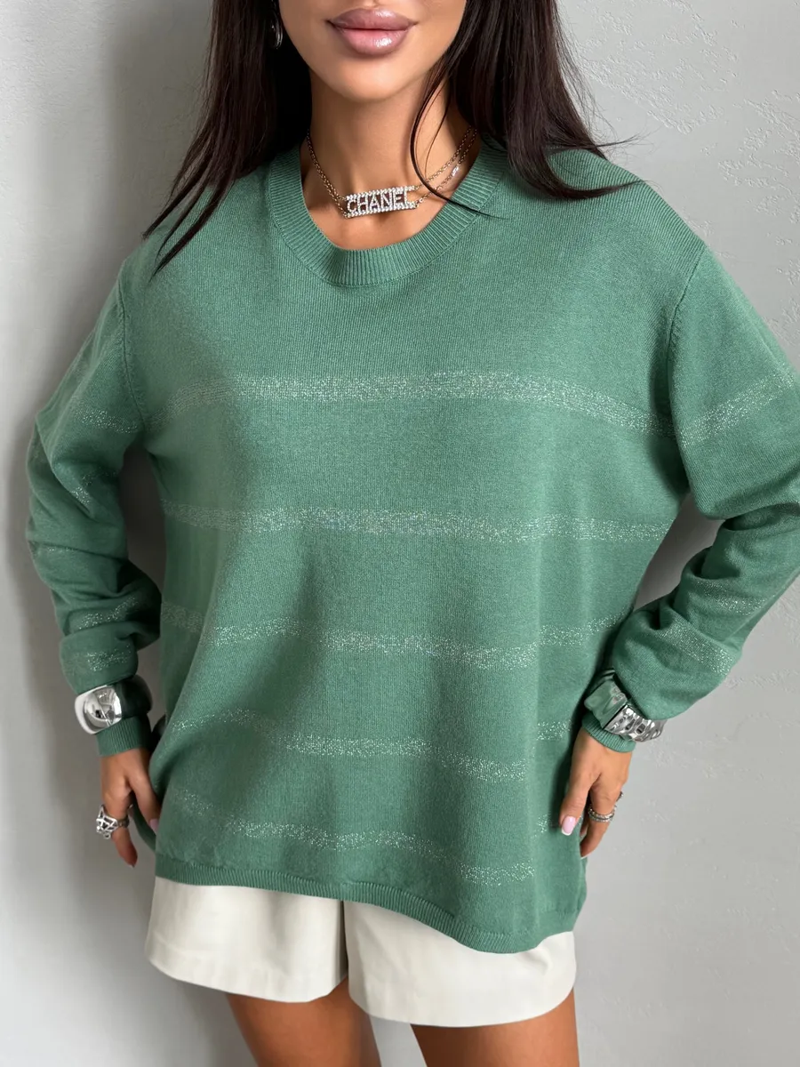 Зеленая кофта теплая нарядная трикотажная