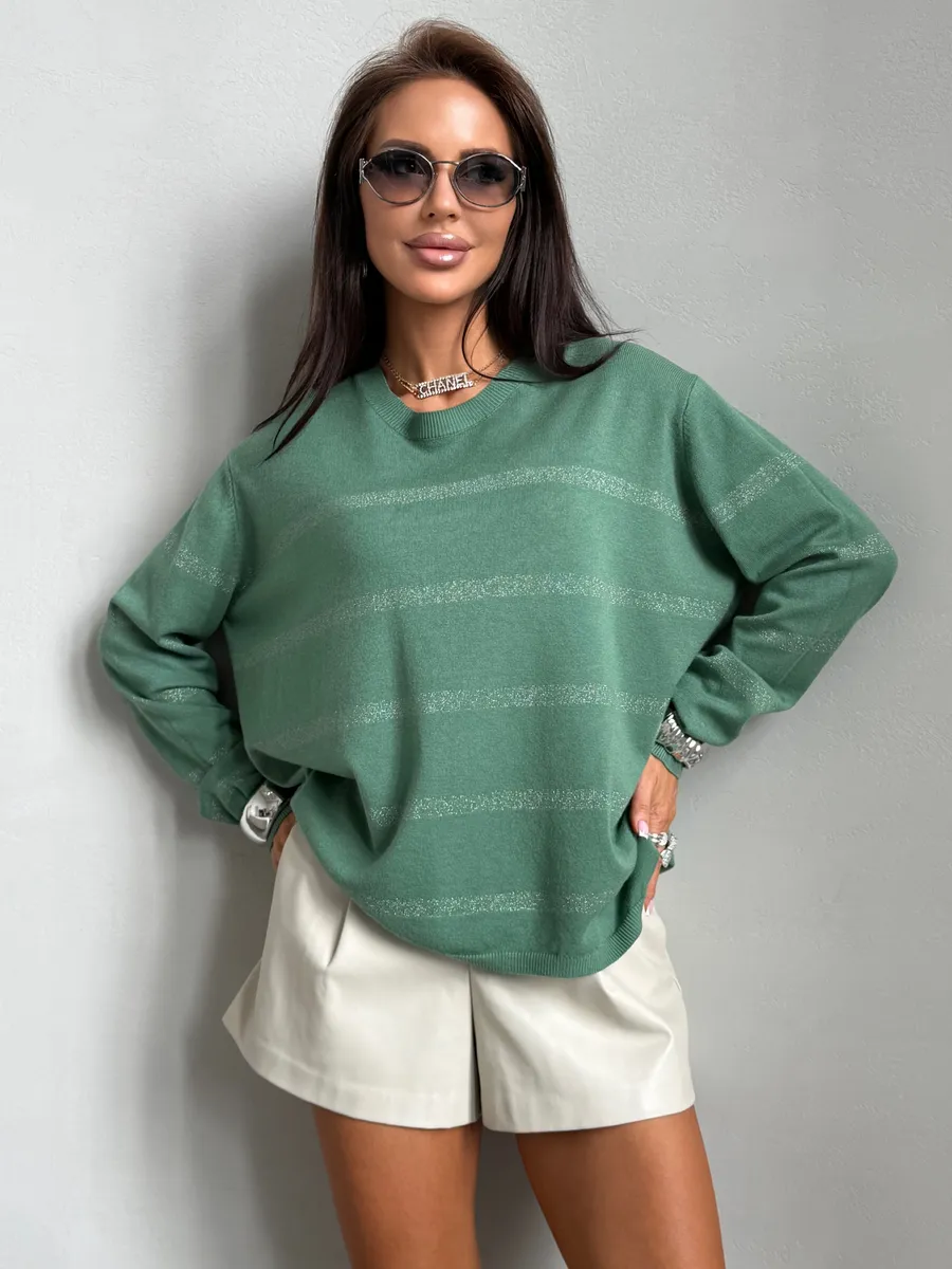 Зеленая кофта теплая нарядная трикотажная