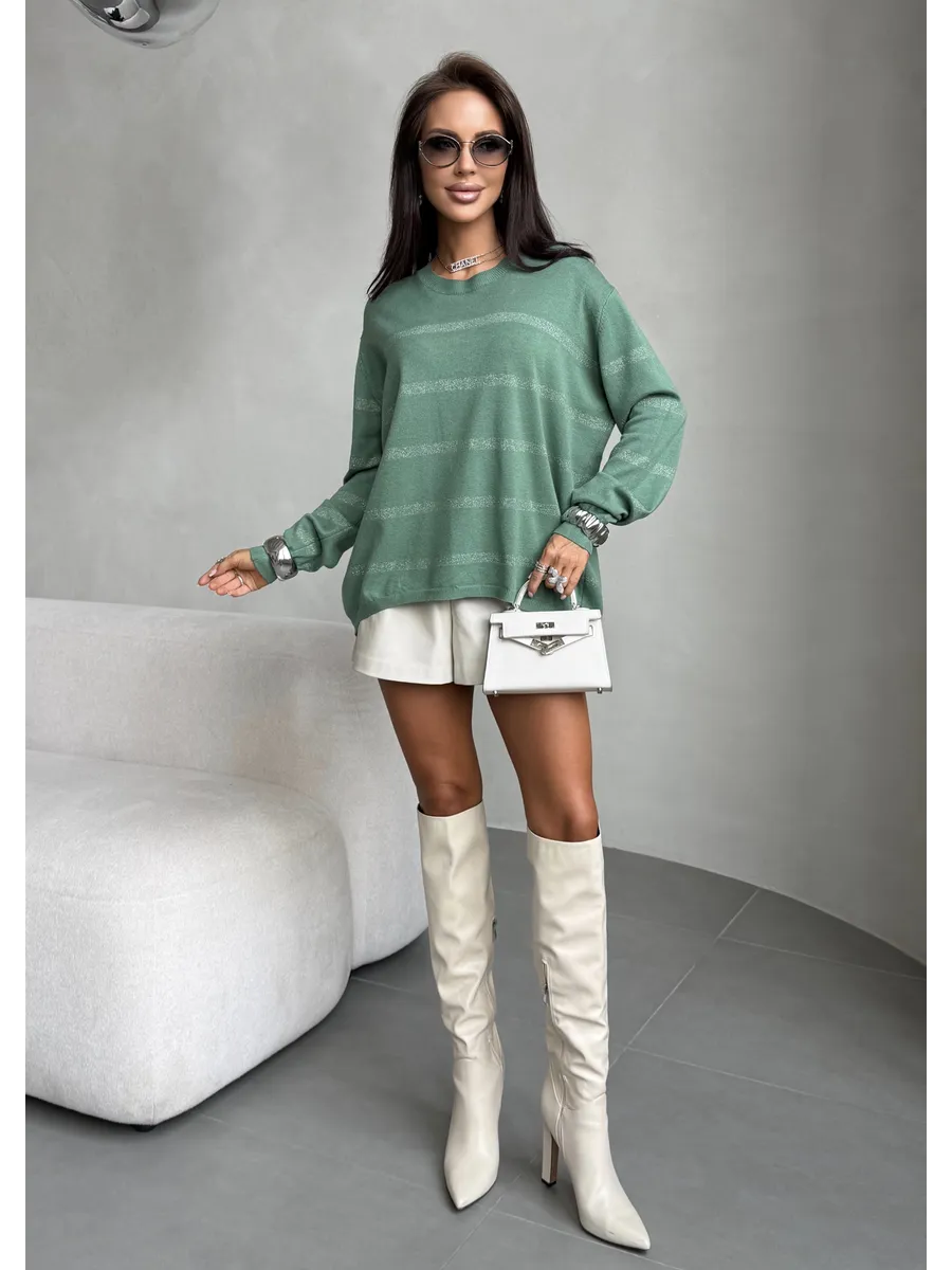 Зеленая кофта теплая нарядная трикотажная