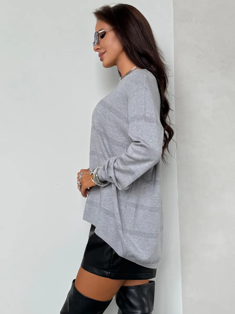 Серая кофта теплая нарядная трикотажная