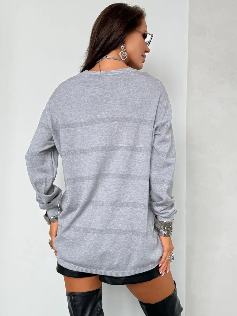 Серая кофта теплая нарядная трикотажная