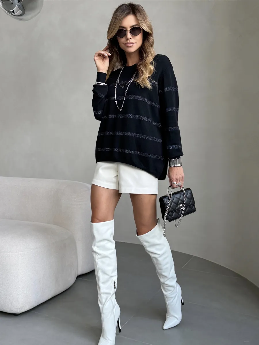 Черная кофта теплая нарядная трикотажная