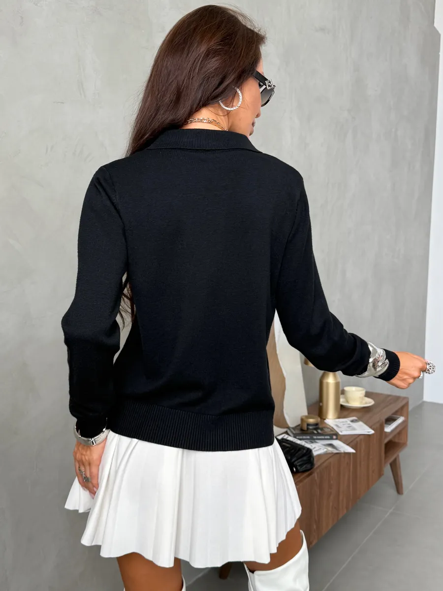 Черная кофта на пуговицах теплая нарядная