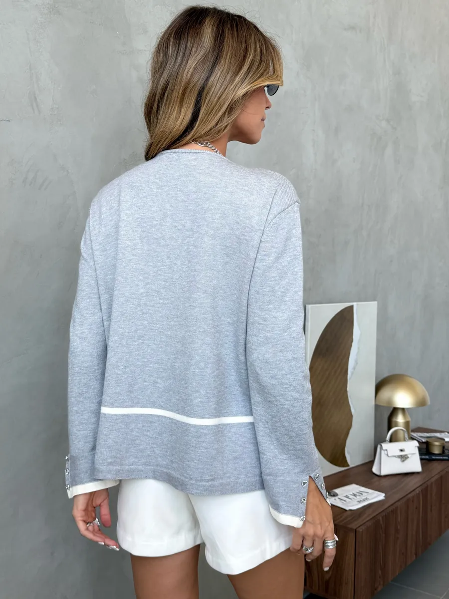 Серая кофта оверсайз теплая