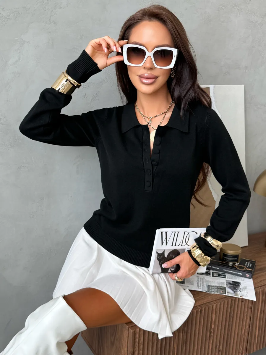 Черная кофта теплая трикотажная