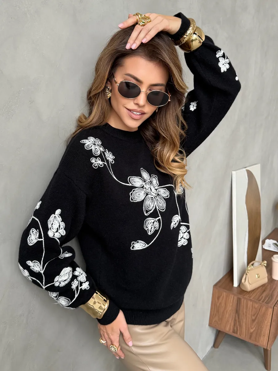 Черная кофта теплая нарядная трикотажная