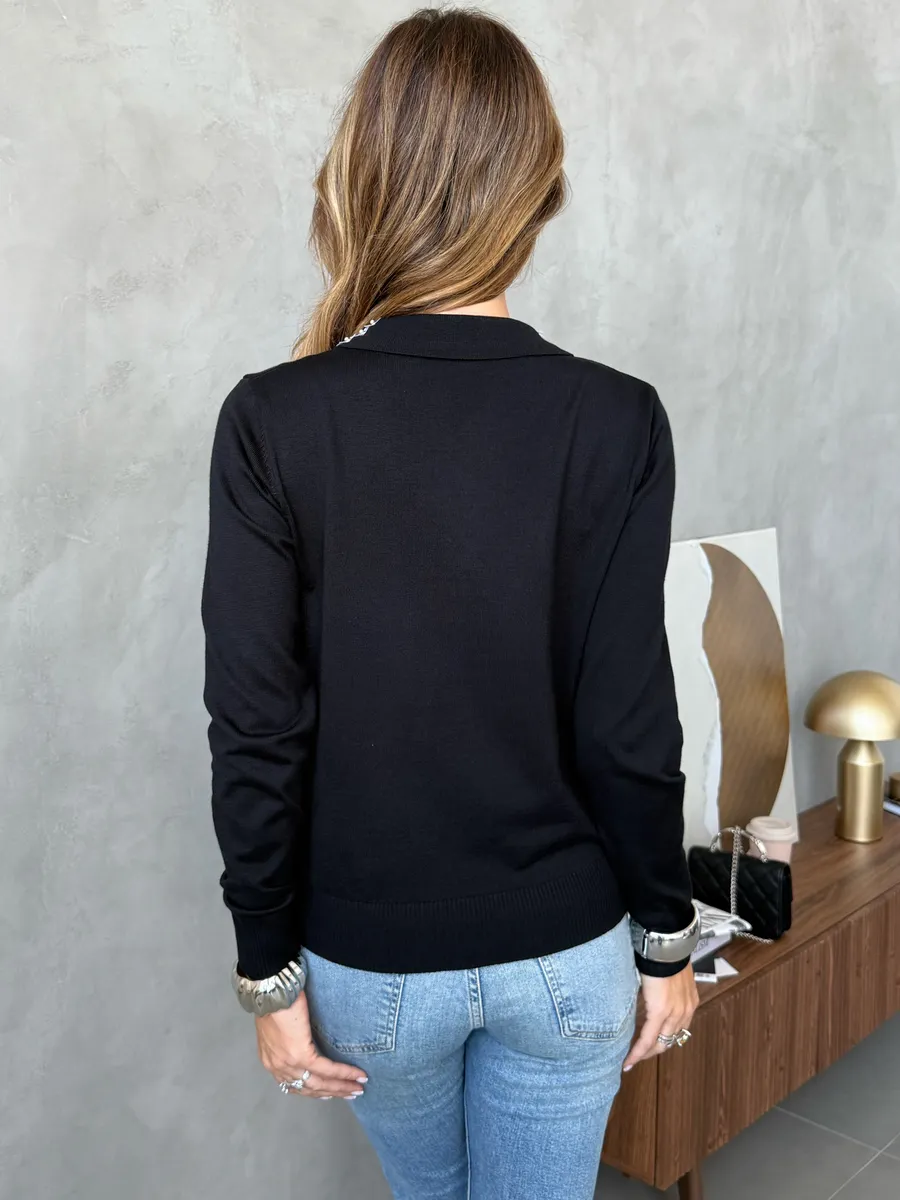 Черная кофта теплая трикотажная