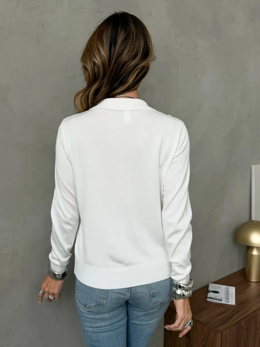 Белая кофта теплая нарядная трикотажная