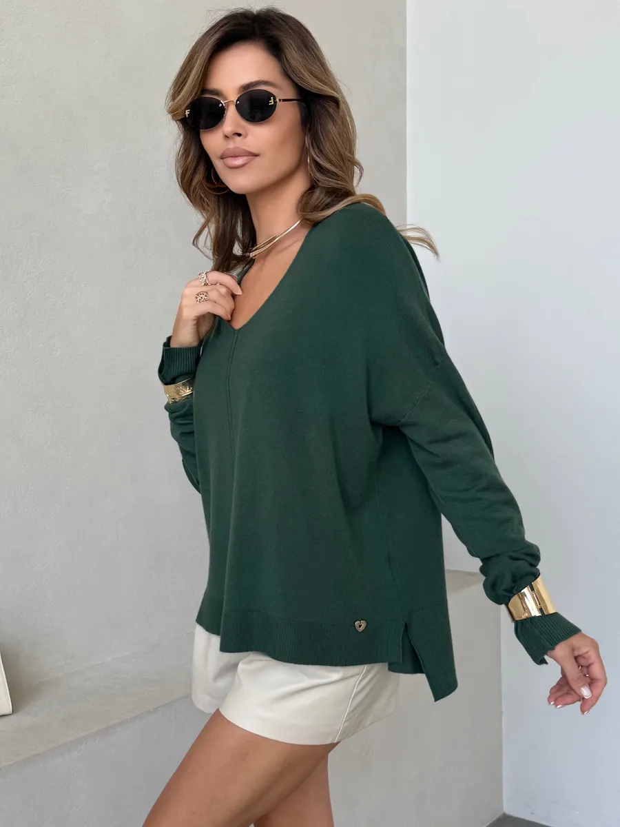 Зеленая кофта теплая оверсайз трикотажная