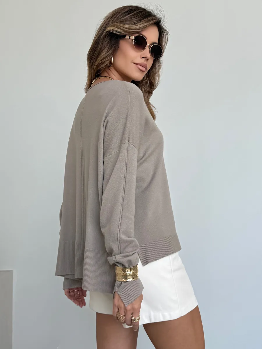 Капучино кофта теплая оверсайз трикотажная
