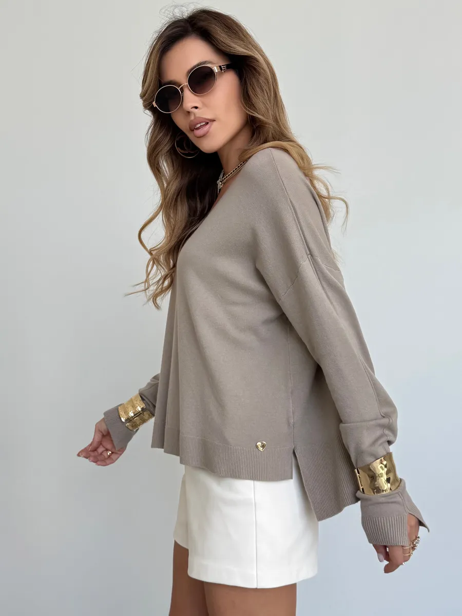 Капучино кофта теплая оверсайз трикотажная