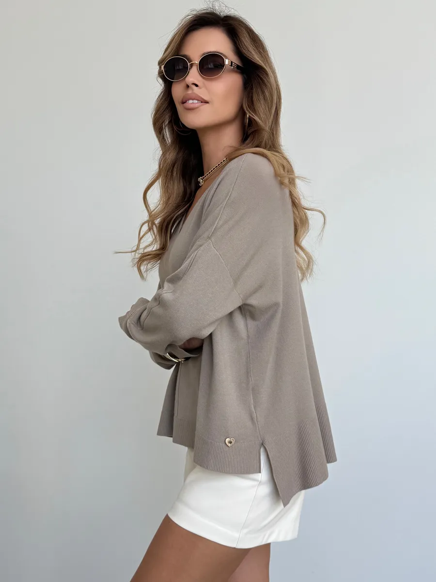 Капучино кофта теплая оверсайз трикотажная