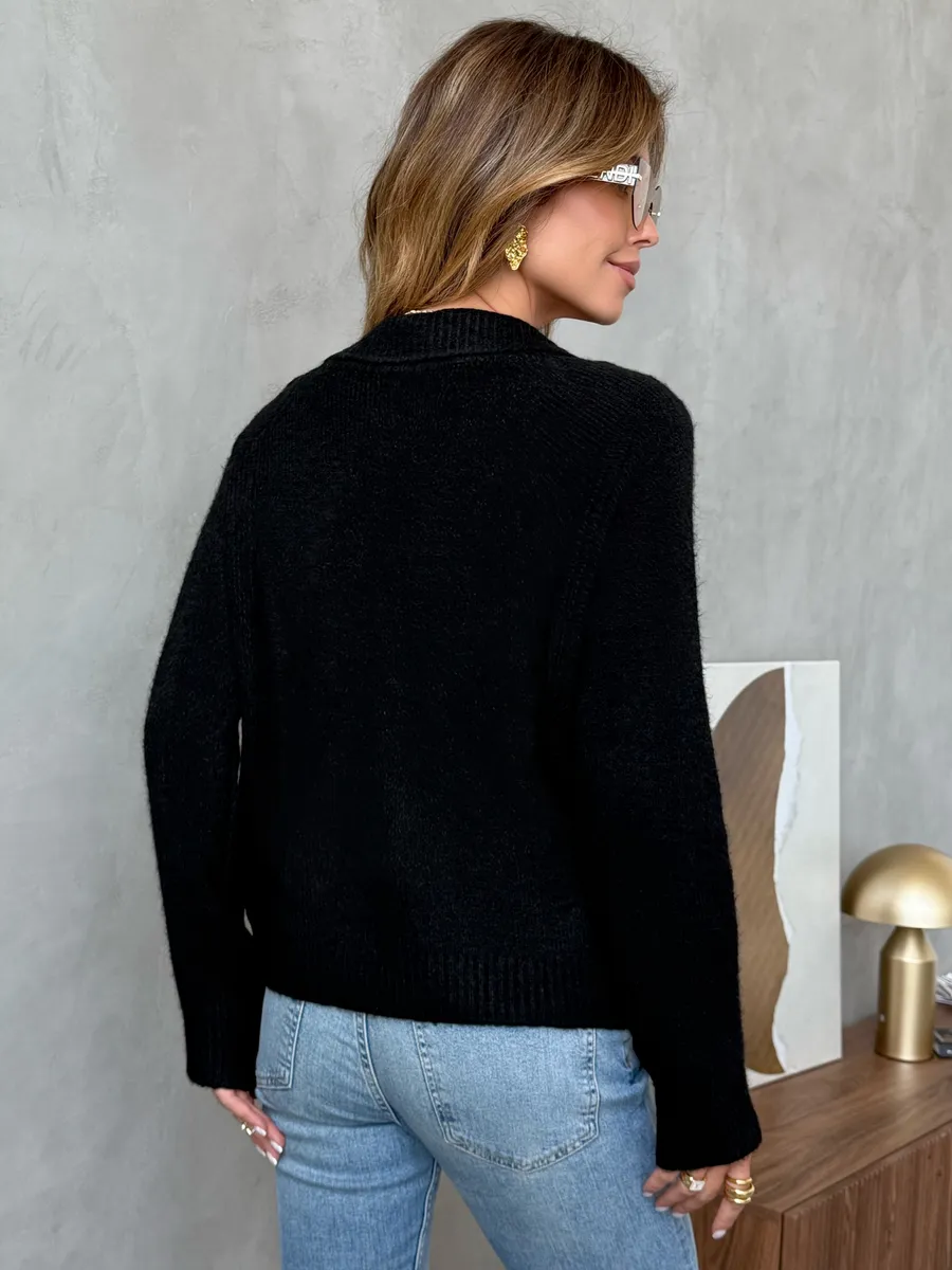 Черная кофта теплая трикотажная