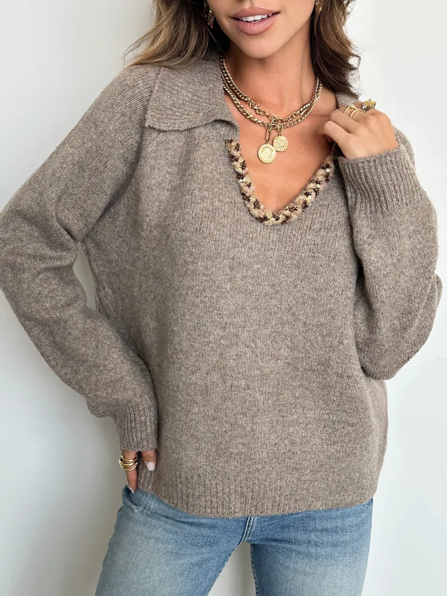 Коричневая кофта теплая трикотажная