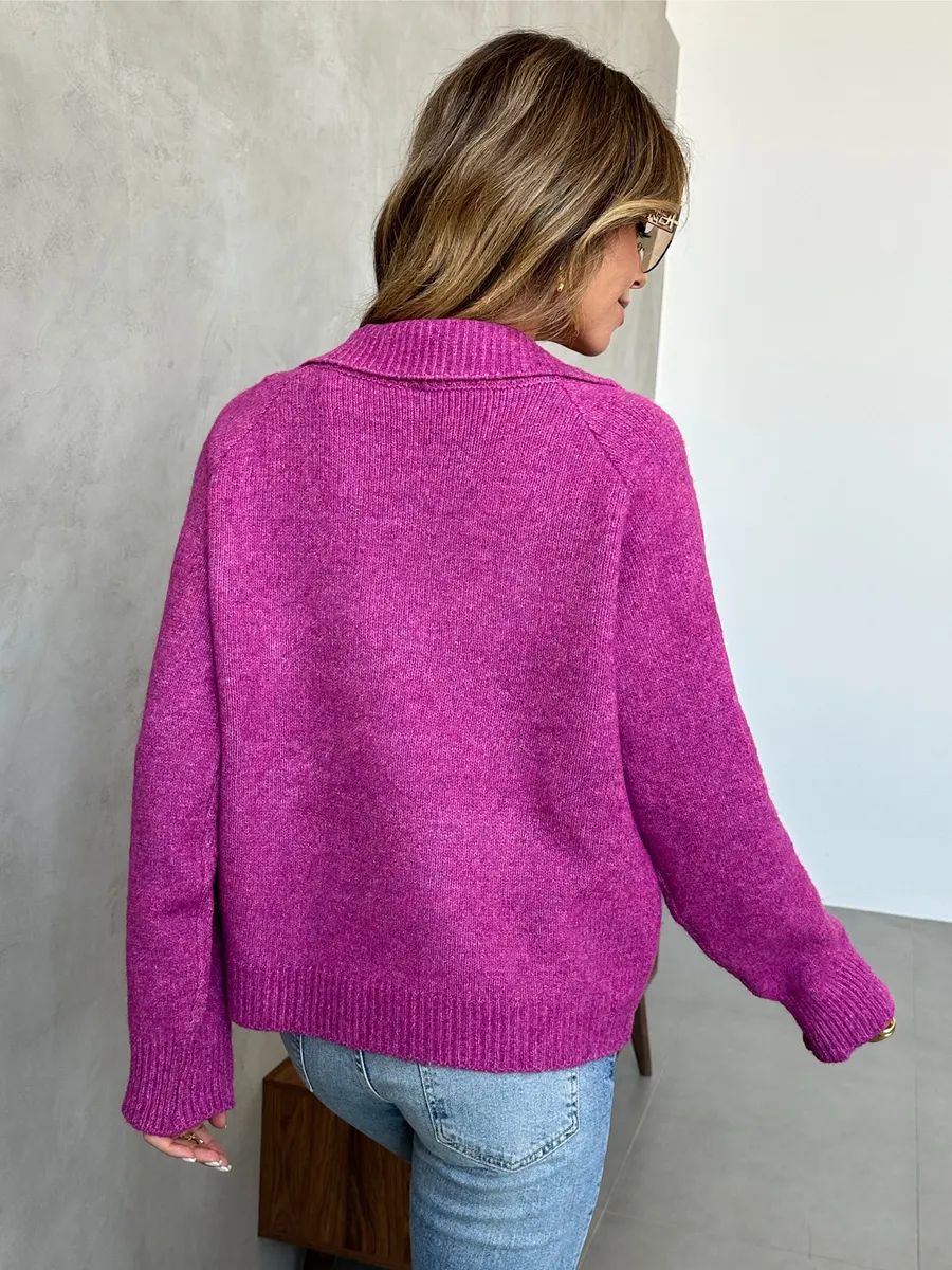 Фуксия кофта теплая трикотажная