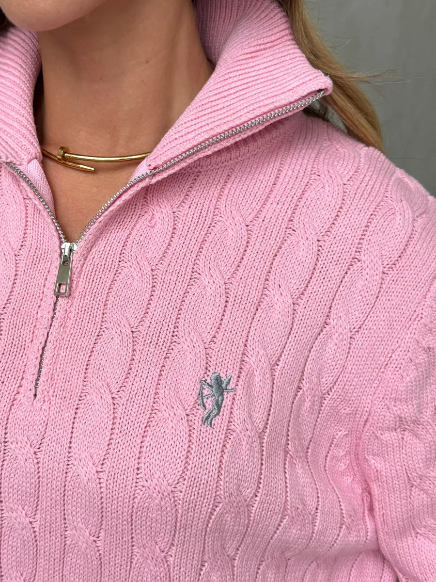 Розовая кофта теплая нарядная трикотажная