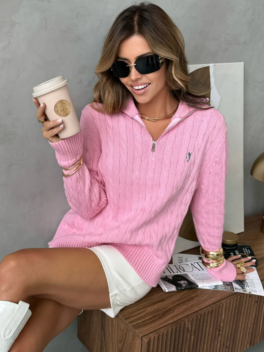 Розовая кофта теплая нарядная трикотажная