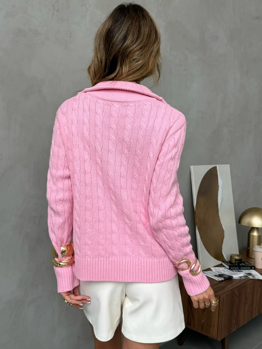 Розовая кофта теплая нарядная трикотажная