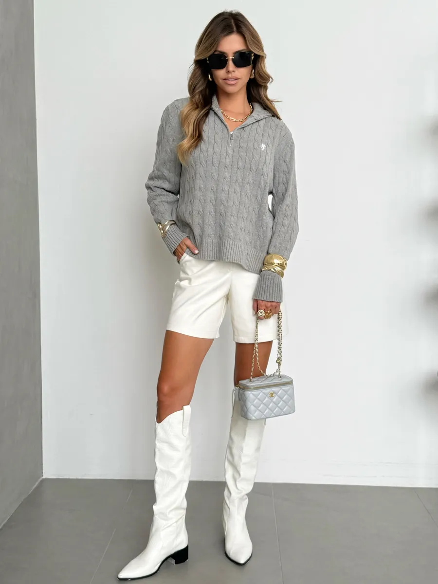 Серая кофта теплая нарядная трикотажная