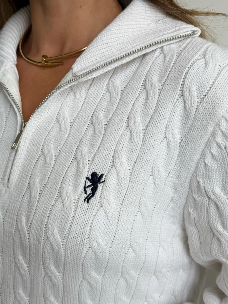 Белая кофта теплая нарядная трикотажная