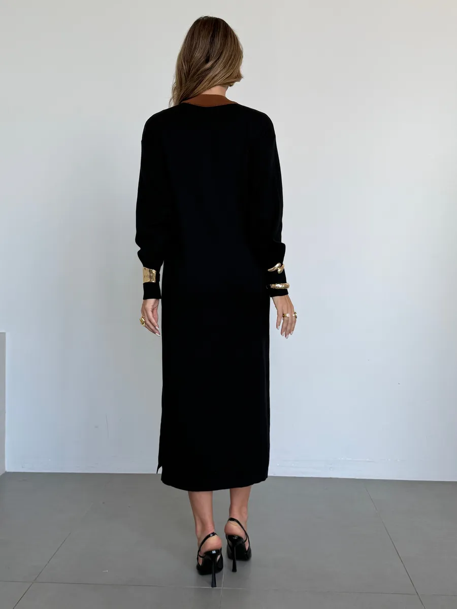 Черное платье осеннее теплое трикотажное