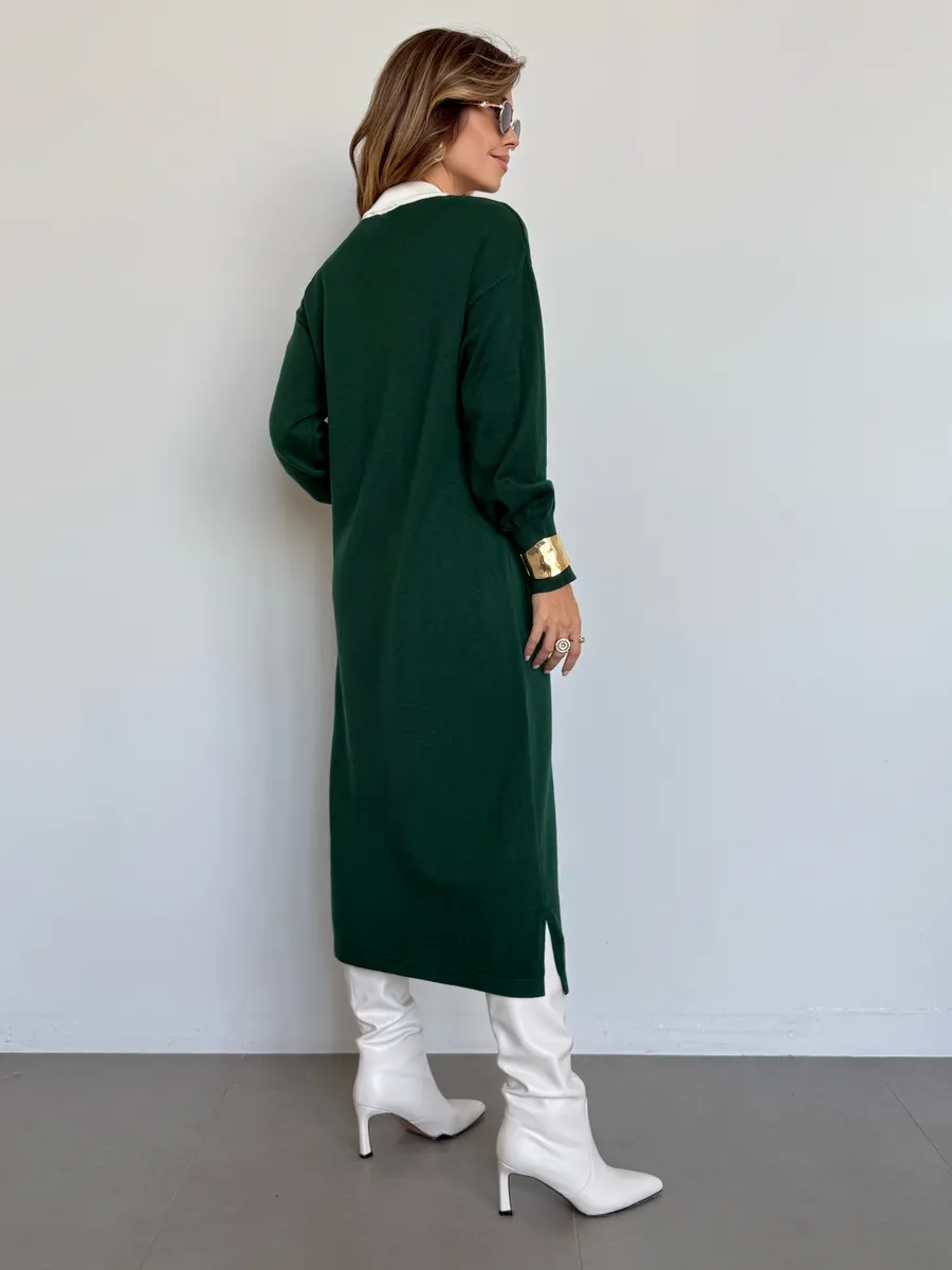 Зеленое платье осеннее теплое трикотажное