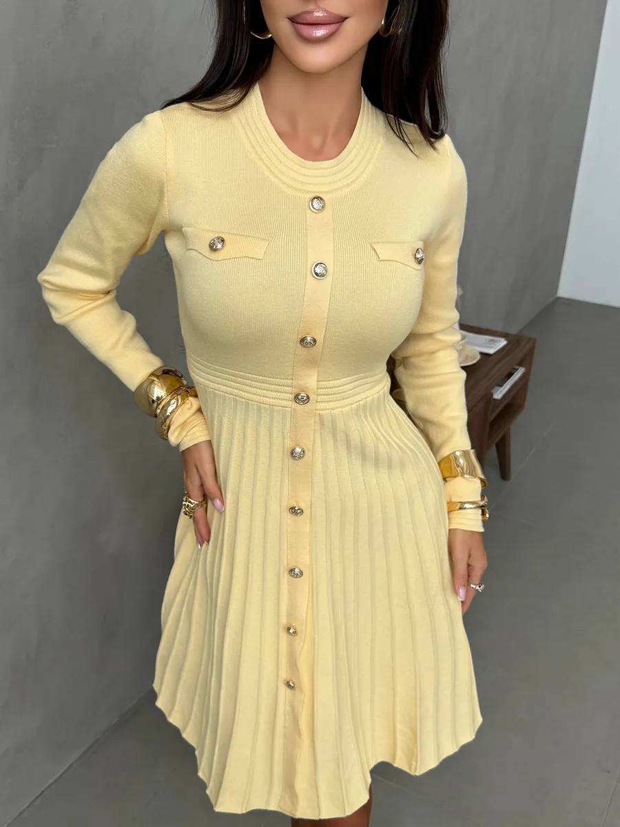 Желтое платье осеннее теплое трикотажное мини