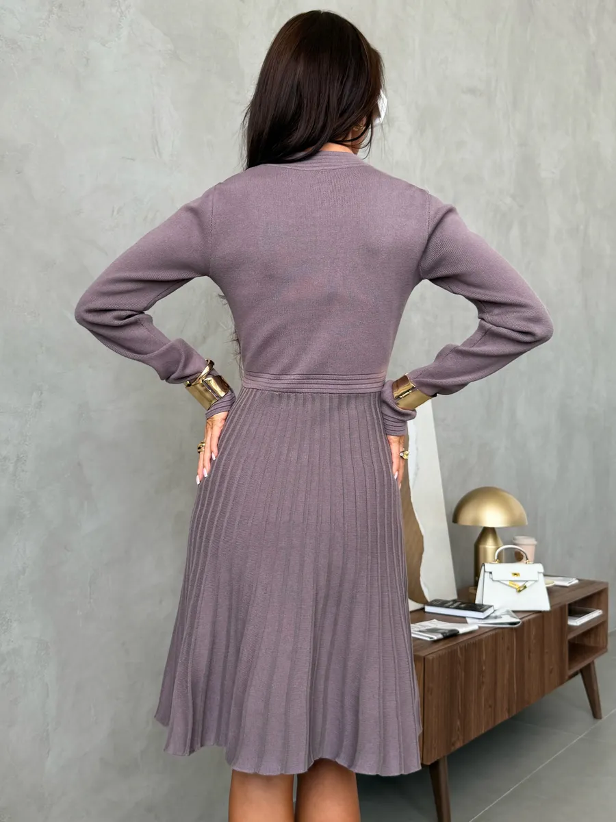 Серое платье осеннее теплое трикотажное мини