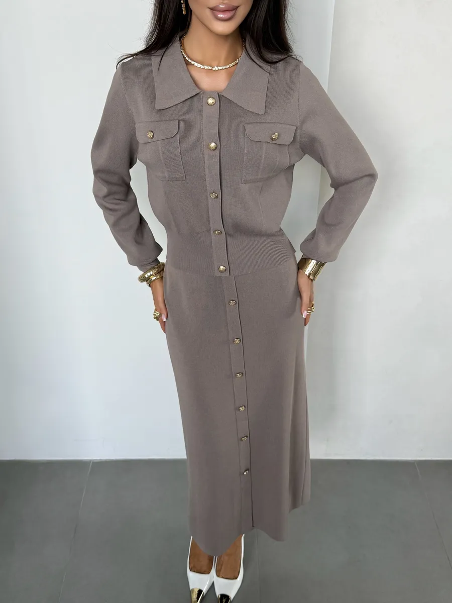 Теплый костюм с юбкой осенний трикотажный