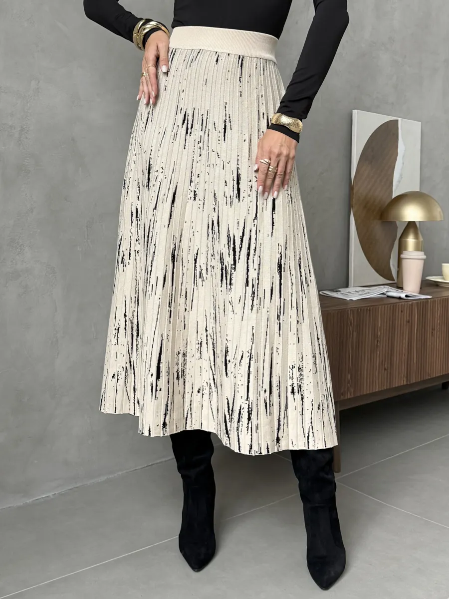 Юбка миди трикотажная теплая