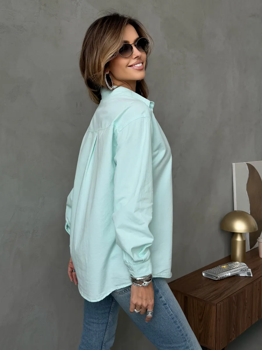 Мятная рубашка оверсайз офисная