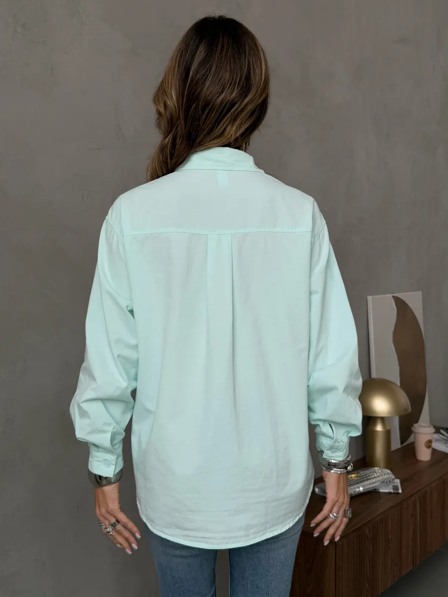Мятная рубашка оверсайз офисная