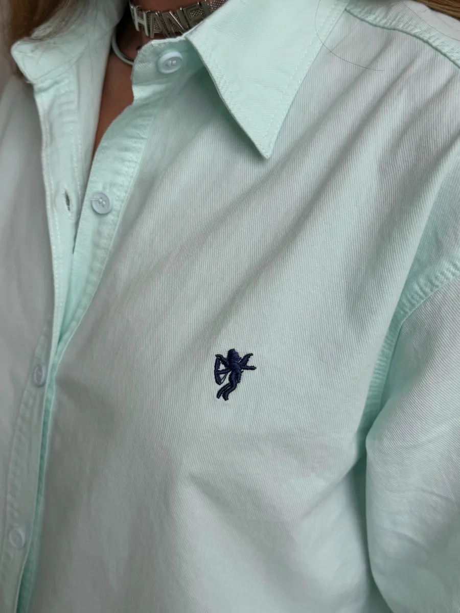 Мятная рубашка оверсайз офисная