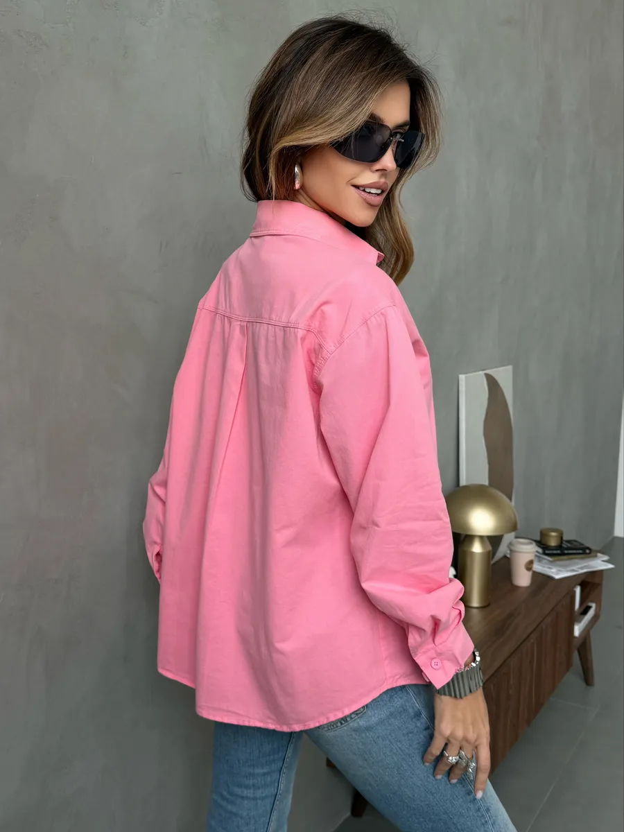 Розовая рубашка оверсайз офисная
