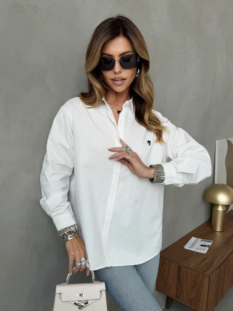 Белая рубашка оверсайз офисная