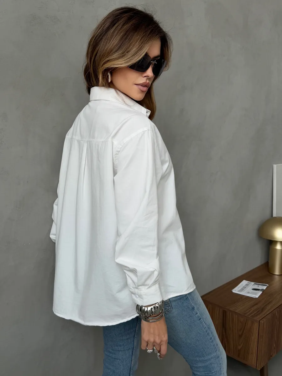 Белая рубашка оверсайз офисная