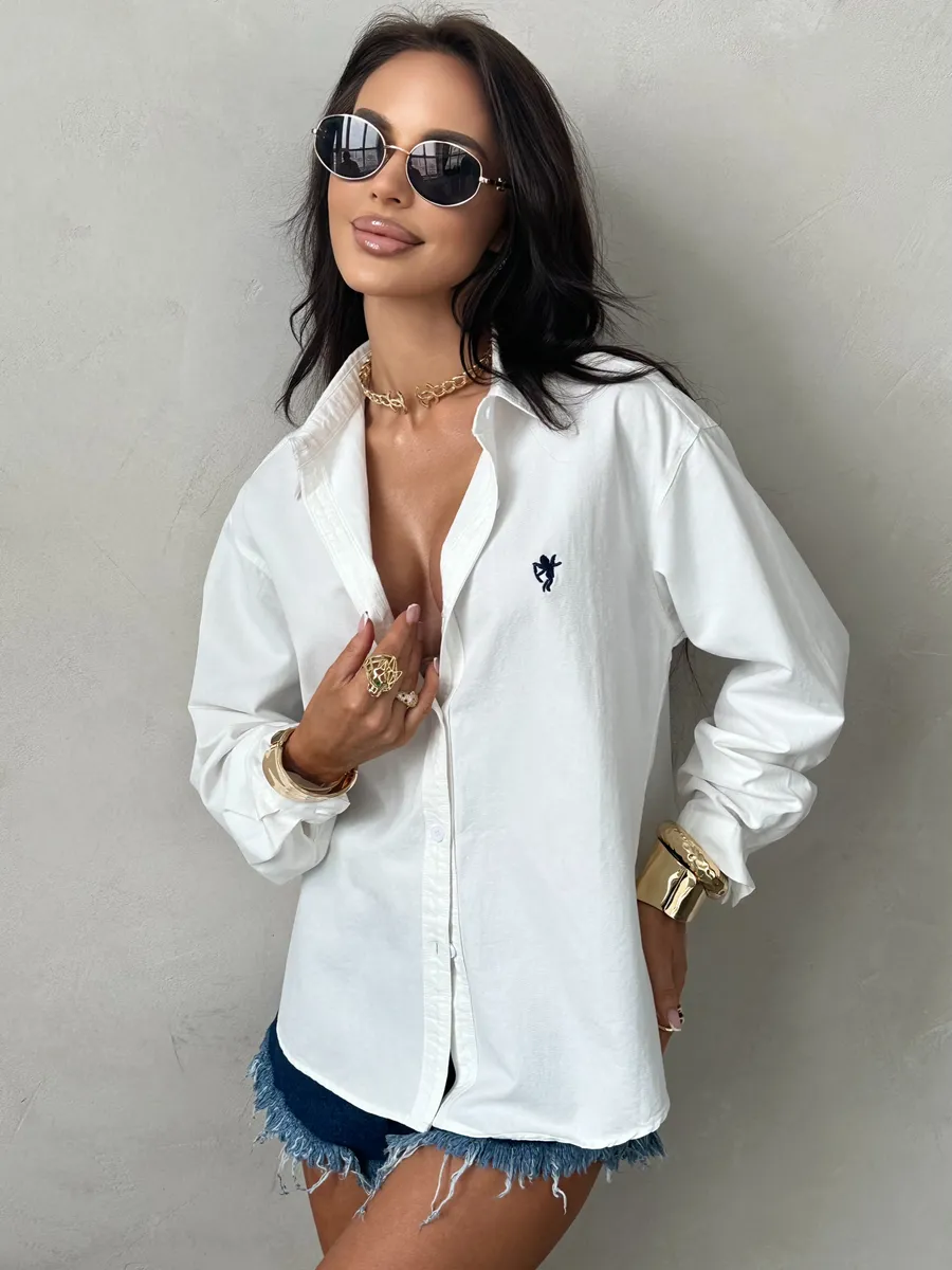 Белая рубашка оверсайз офисная