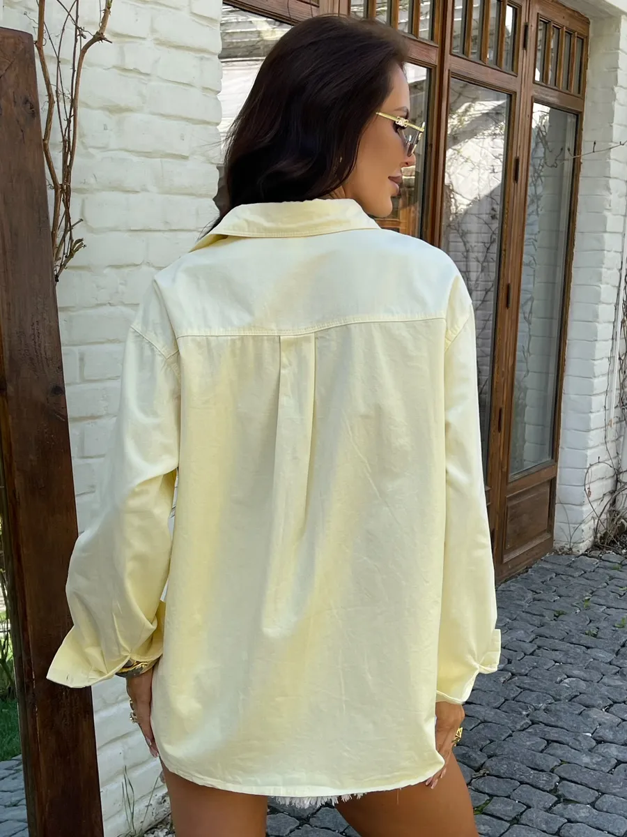 Желтая рубашка оверсайз офисная