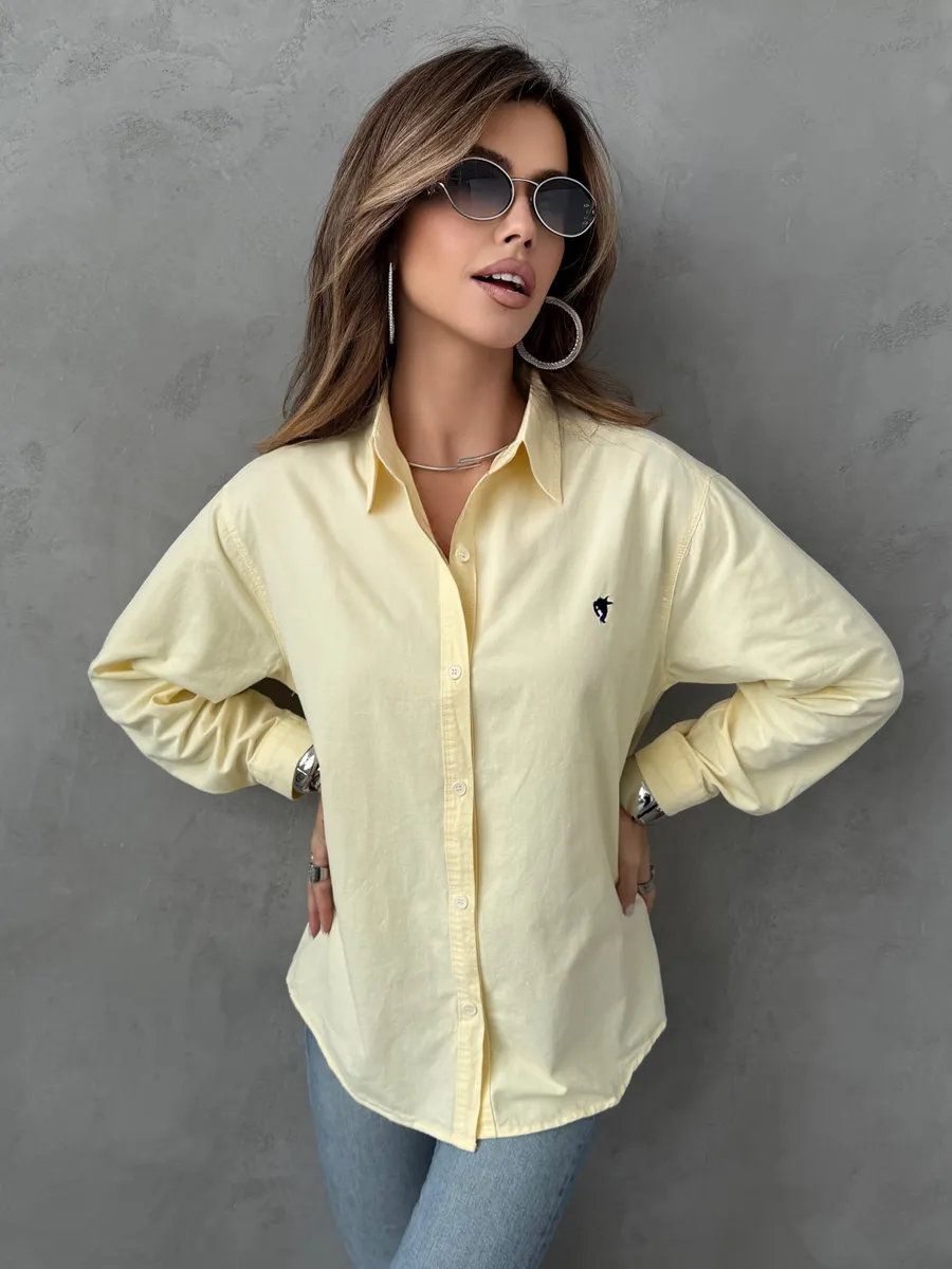 Желтая рубашка оверсайз офисная