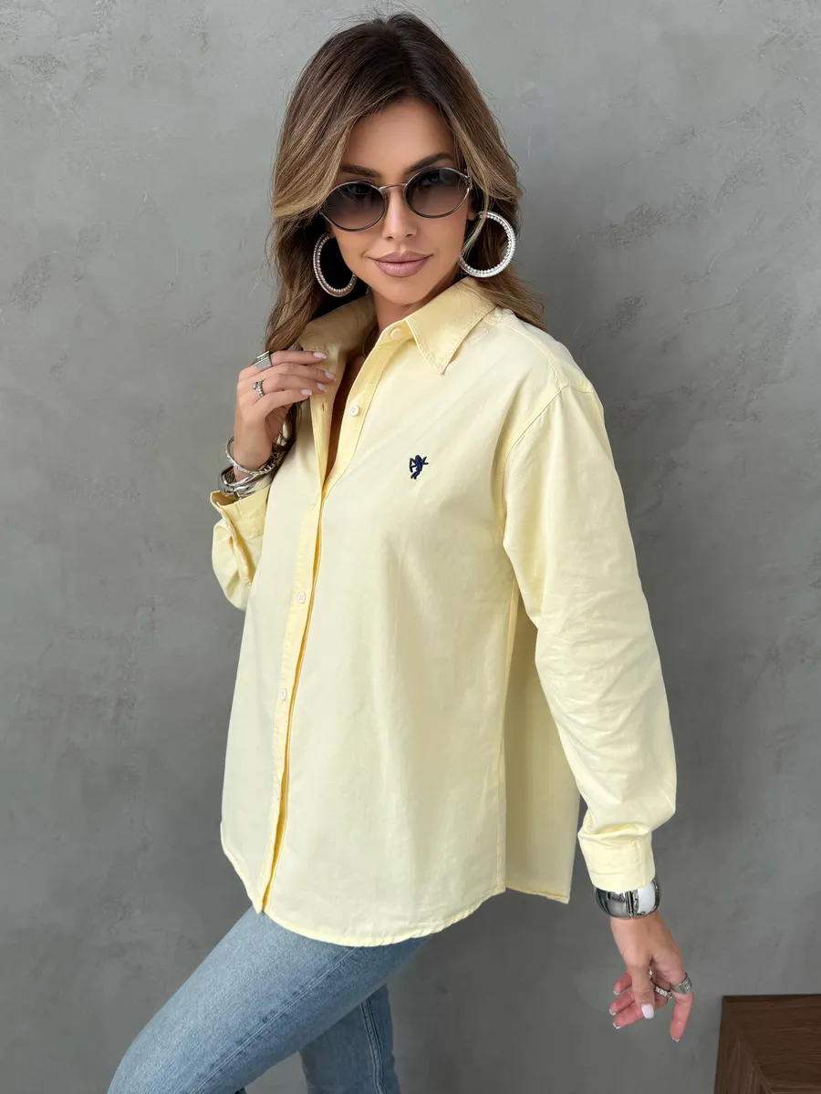 Желтая рубашка оверсайз офисная