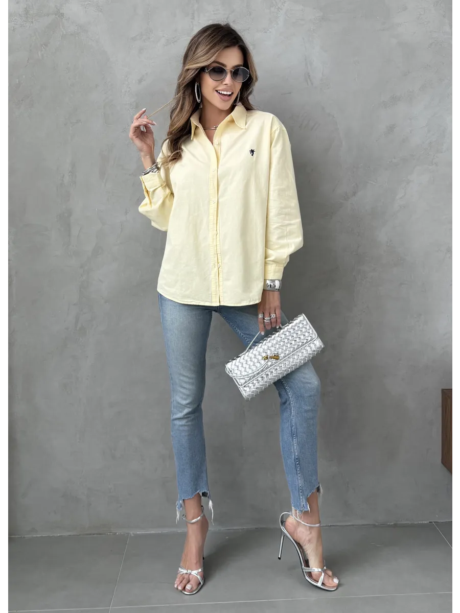 Желтая рубашка оверсайз офисная