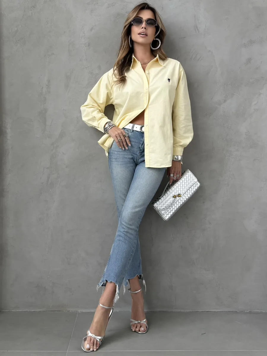 Желтая рубашка оверсайз офисная