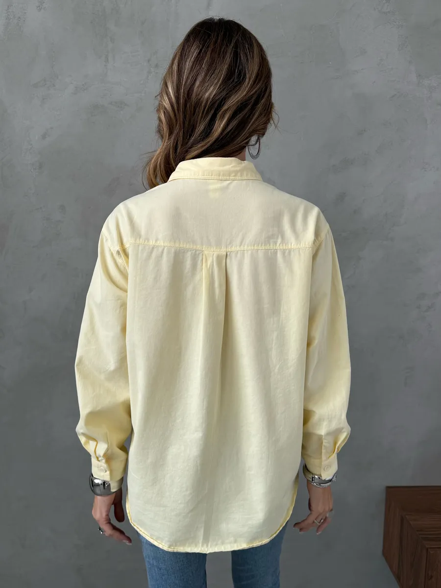 Желтая рубашка оверсайз офисная