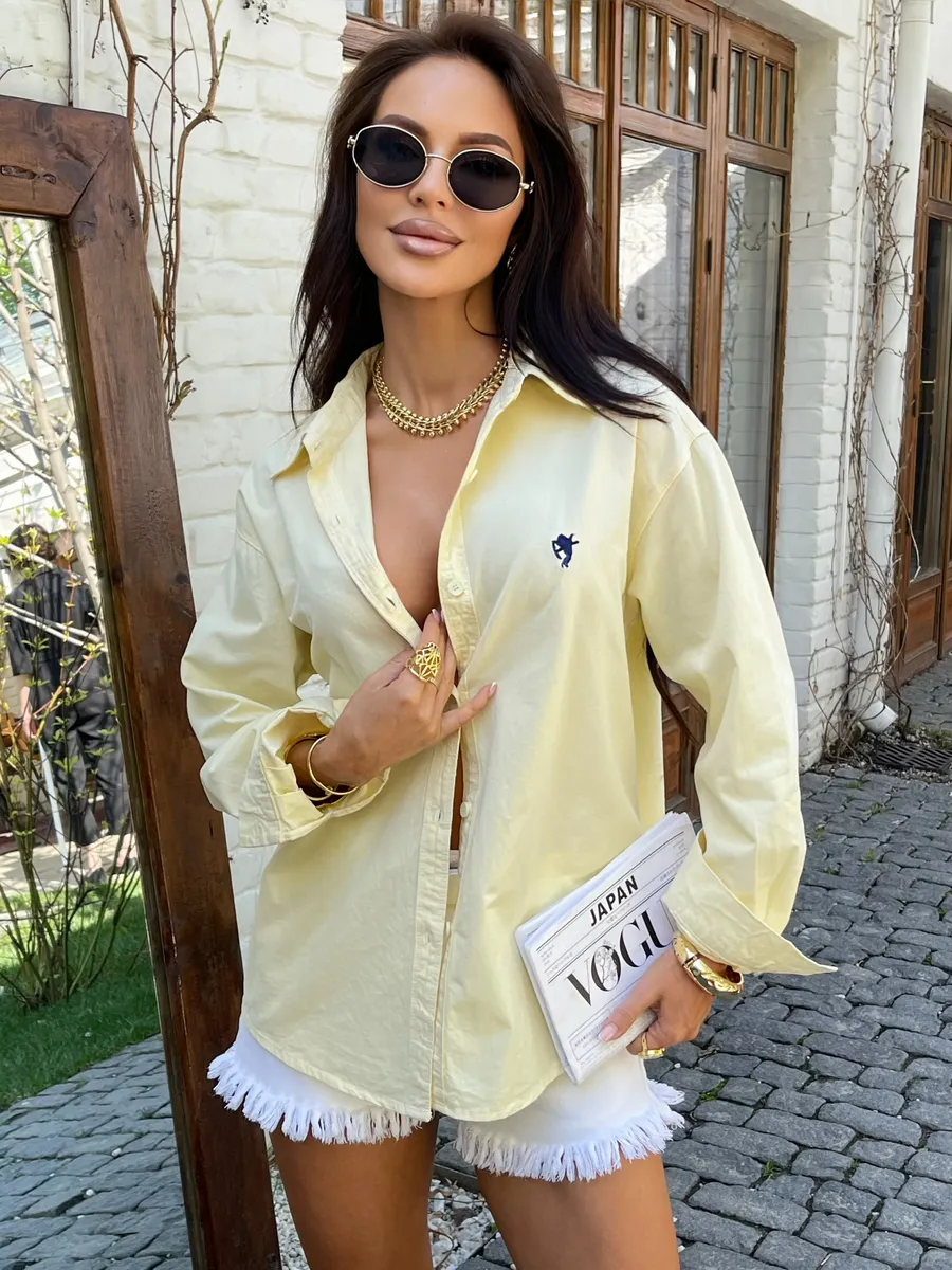 Желтая рубашка оверсайз офисная